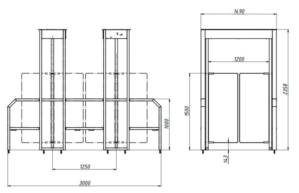 Шлюзовая кабина с распашными створками ОМА-84.689 (HH-1200)