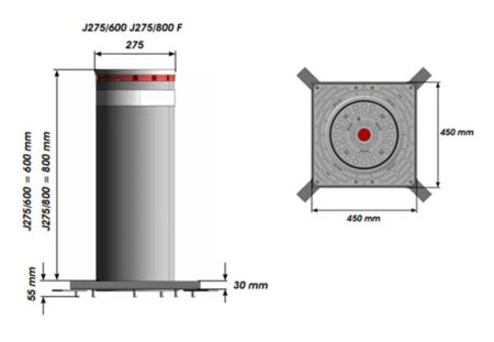 Комплект автоматического противотаранного барьера FAAC J275 HA V2 800 мм Комплект автоматического противотаранного барьера FAAC J275 HA V2 800 мм