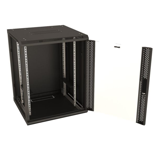 Шкаф настенный Hyperline TWB-FC-1266-GP-RAL9004, 19", 12U