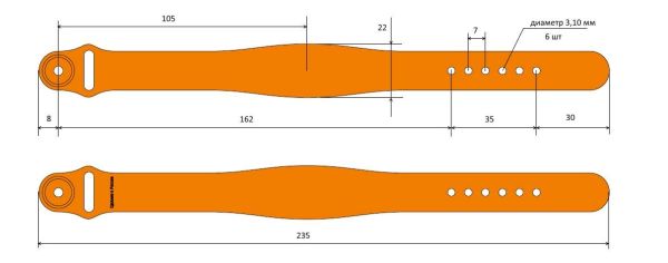 Силиконовый RFID-браслет Mifare Plus EV2 2K, UID 4/7 byte (жен./дет.)