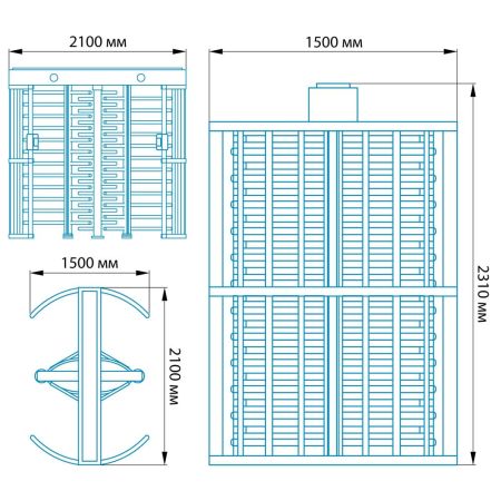 Полноростовой двухпроходной роторный турникет Блокпост РСТ 1200