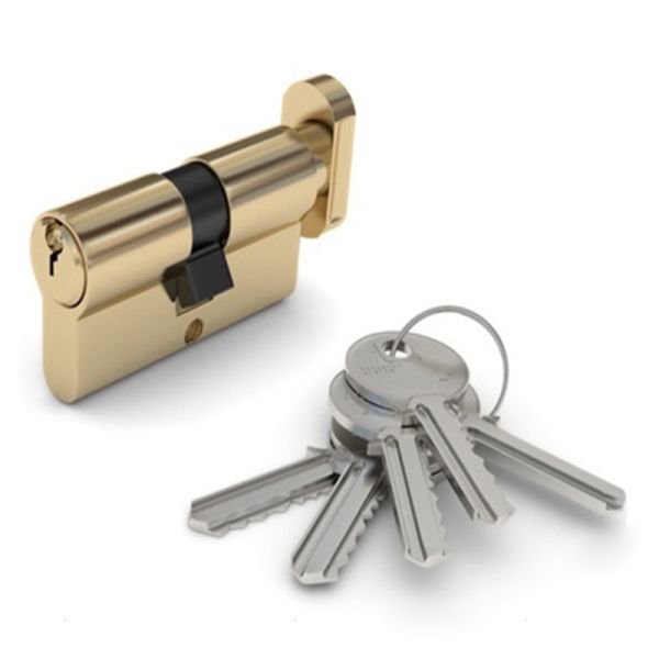 Евроцилиндр dormakaba CBF-1, ключ-вертушка, латунь, 5 ключей