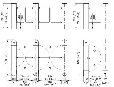 Распашной турникет Cominfo EasyGate SG 1400 650мм