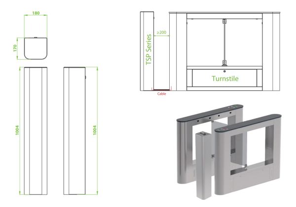 Картоприемник ZKTeco TSP-4 из нержавеющей стали со считывателем EM-Marine (125 кГц)