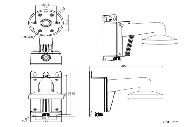 Настенный кронштейн HikVision DS-1273ZJ-140B для купольных камер