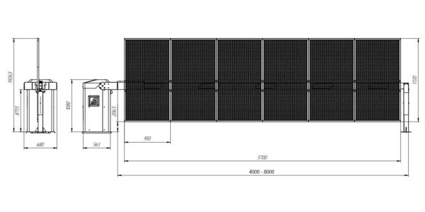 Антивандальный автоматический шлагбаум Фантом Титан F6TZ с забором
