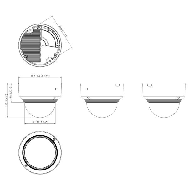 Купольная сетевая IP-видеокамера 2Мп Wisenet XND-L6080R (3.2-10 мм)