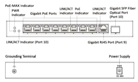 Неуправляемый 8-портовый PoE коммутатор HikVision DS-3E0510P-E