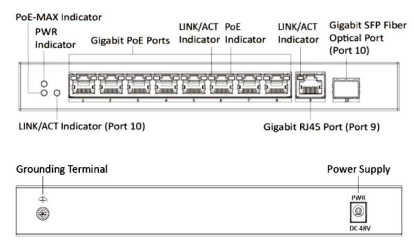 Неуправляемый 8-портовый PoE коммутатор HikVision DS-3E0510P-E