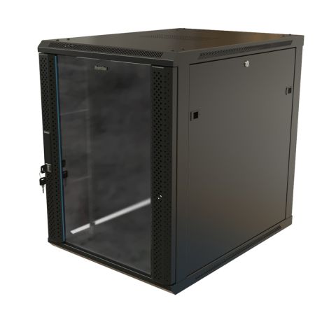 Шкаф настенный Hyperline TWB-1268-GP-RAL9004, 19", 12U