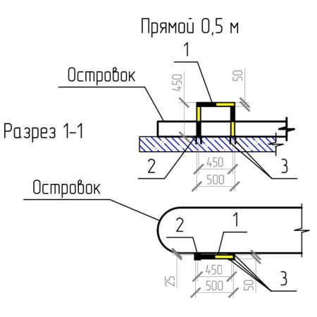 Отбойник парковочный Интемс, прямой 0,5 м, под анкер