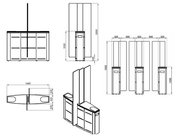 Центральный модуль раздвижного турникета Came Sliding Gate SG55, 550 мм, створка 900 мм (SG55SC)