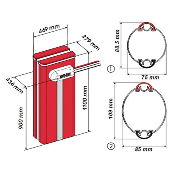 Комплект автоматического шлагбаума Faac B680H/3 c круглой откидной стрелой 3 м