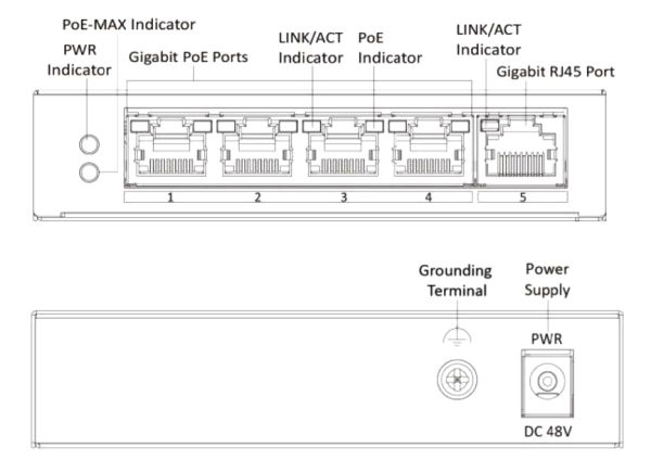Неуправляемый 4-портовый PoE коммутатор HikVision DS-3E0505P-E