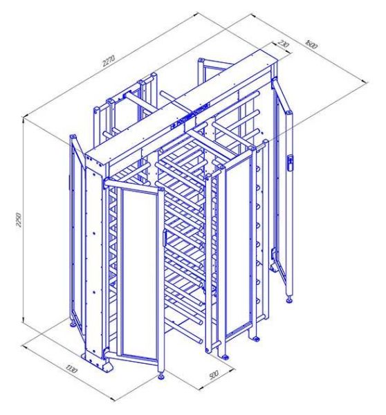 Турникет уличный полноростовой двухпроходной Ростов-Дон ПР2С/4М2 НЕРЖ с ограждением из закаленного стекла