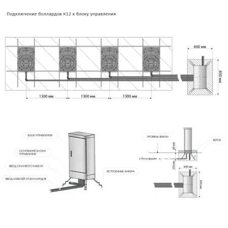 Гидравлический противотаранный боллард Блокпост К12 RAL