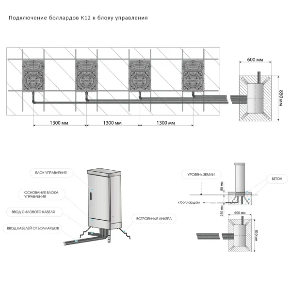 Гидравлический противотаранный боллард Блокпост К12 RAL