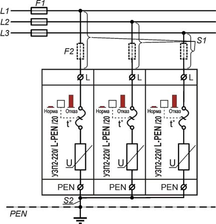 Устройство защиты от импульсных перенапряжений Тахион УЗП2-220К/3L-PEN/20