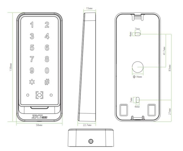 Считыватель QR-кода и RFID карт Mifare ZKTeco QR600-V-M