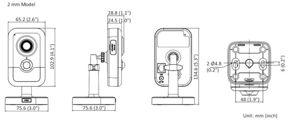 Компактная IP-камера Wi-Fi 2Мп HiWatch DS-I214W(C) (2 мм) с PIR-датчиком и микрофоном