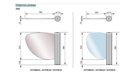 Створка из органического стекла PSWL90 L=900 мм для турникета-калитки WING40