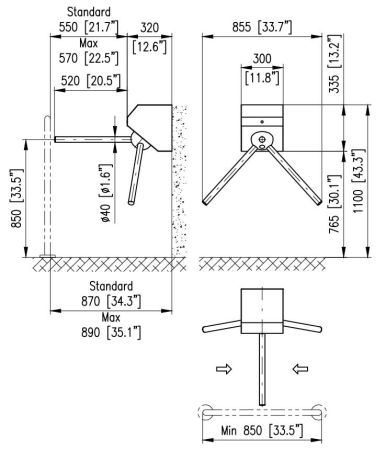 Турникет-трипод навесной Cominfo BAR EK-Wall
