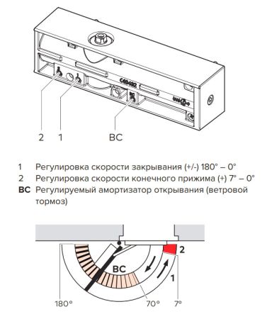 Доводчик дверной dormakaba TS MATCH EN 3-5 B BC серый P600