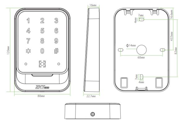 Считыватель QR-кода и RFID карт Mifare ZKTeco QR600-HK-M с клавиатурой