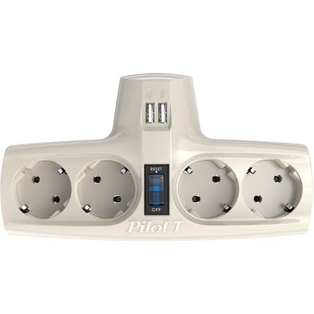 Сетевой фильтр Pilot T USB, 4 розетки (евро с заземлением), 2*USB