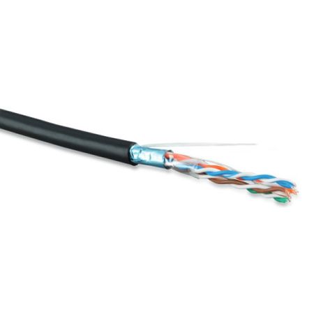 Кабель витая пара Hyperline FUTP4-C5E-S24-OUT-LSZH-BK-500, экранированный, внешний