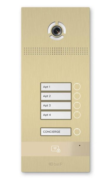 Вызывная панель на 4 абонента Bas-IP BI-04FB Gold с идентификацией по смартфону и распознаванием лиц Вызывная панель на 4 абонента Bas-IP BI-04FB Gold с идентификацией по смартфону и распознаванием лиц