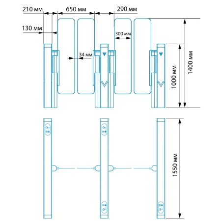 Центральный модуль распашного турникета Блокпост Vector 500 С