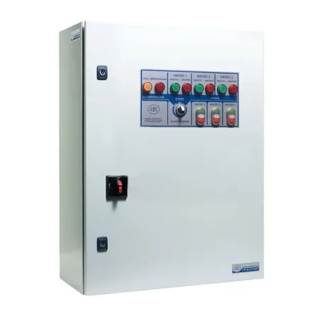 Шкаф управления по уровню Грантор АЭП40-001-54КП-33У для КНС (3х380) 3 насоса, плавный пуск 3V40, 1 ввод питания Шкаф управления по уровню Грантор АЭП40-001-54КП-33У для КНС (3х380) 3 насоса, плавный пуск 3V40, 1 ввод питания