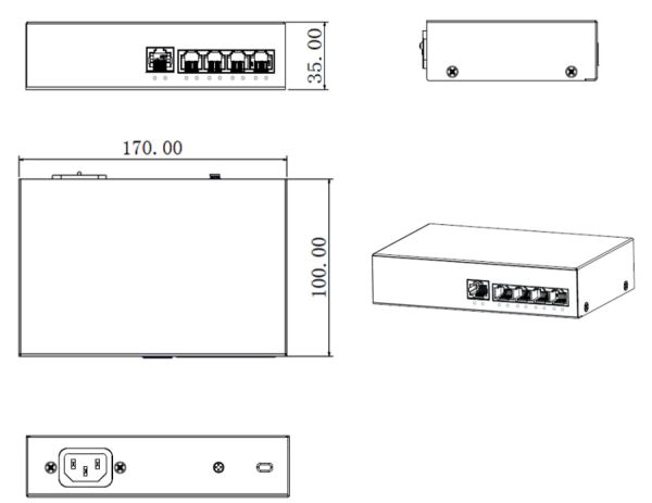 Неуправляемый POE коммутатор Dahua DH-PFS3005-4ET-36