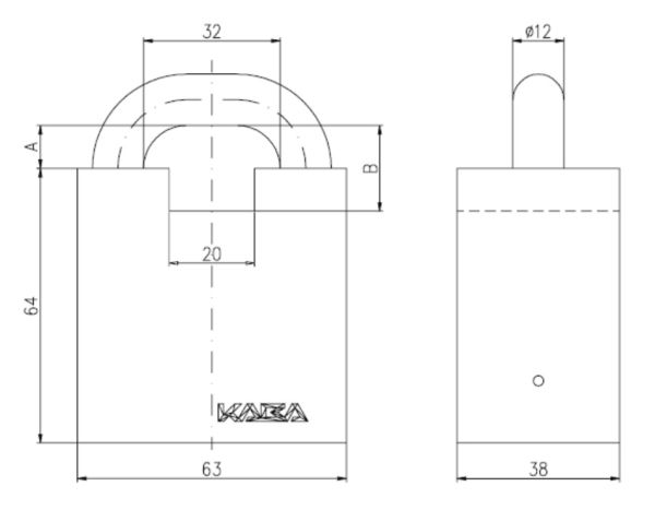 Навесной замок dormakaba VHS/2008 matrix plus, высота дужки 10 мм, 2 ключа