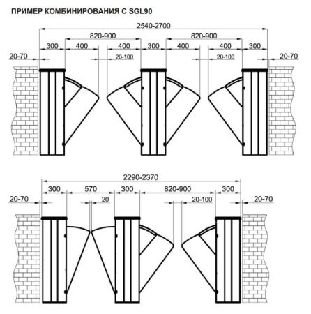 Боковой модуль раздвижного турникета Came Sliding Gate GL90, 900 мм (SGL90S)