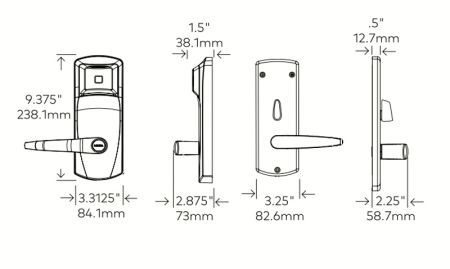 Электронный замок dormakaba Saflok RT Plus ESM, c BLE, матовый хром (79PS03012EF32-626)