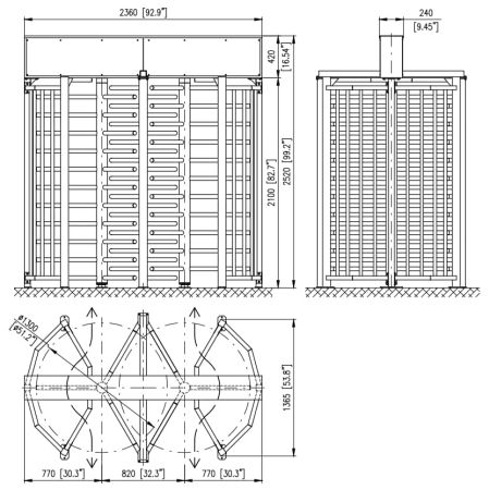 Полноростовой двухпроходной турникет Cominfo REXON ERA DUO 3