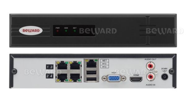 4-канальный PoE IP-видеорегистратор Beward BK0104H2-P4