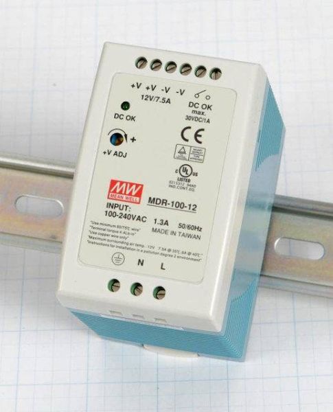 Преобразователь напряжения AC/DC на DIN-рейку Mean Well MDR-100-12