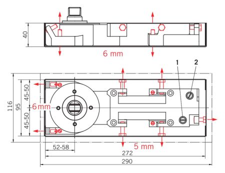 Доводчик напольный dormakaba BTS60, EN 3, с крышкой, петлей и планкой