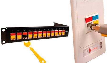 Заглушка на порты RG45 Siemon LockIT LL-05, желтая (упаковка 10 шт., 1 ключ)