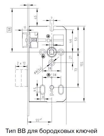Механический замок dormakaba Gege 170 BB 72/55/8 F=20