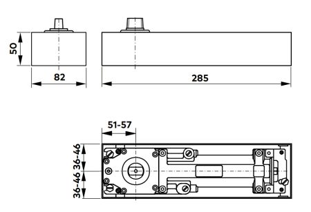 Доводчик напольный dormakaba BTS75V BC EN1-4, 90˚, клем., б/шп., с уровнем пола
