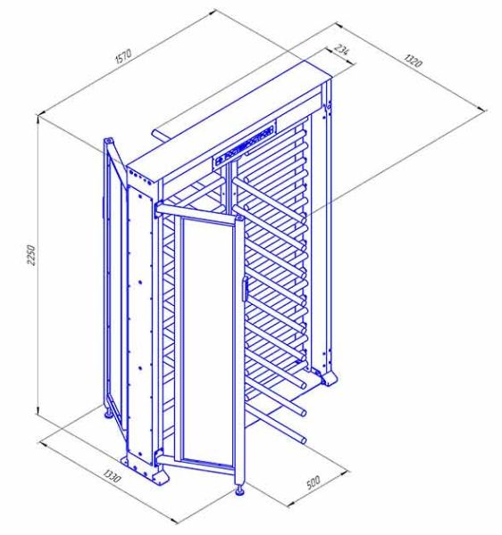 Турникет полноростовой 4-х лопастной со стеклом Ростов-Дон ПР1ЛС/4М2