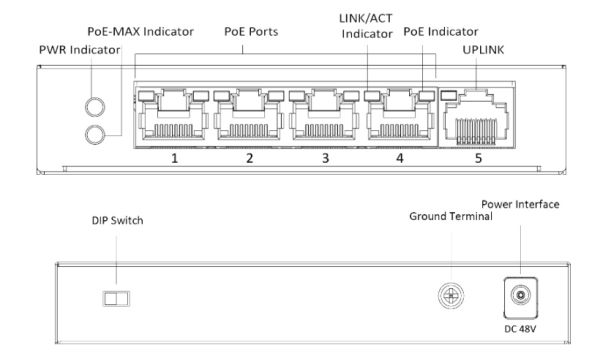 Неуправляемый 4-портовый PoE-коммутатор HikVision DS-3E0105P-E(B)