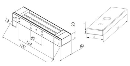 Электромагнитный замок ZKTeco LM-1805, 180 кг