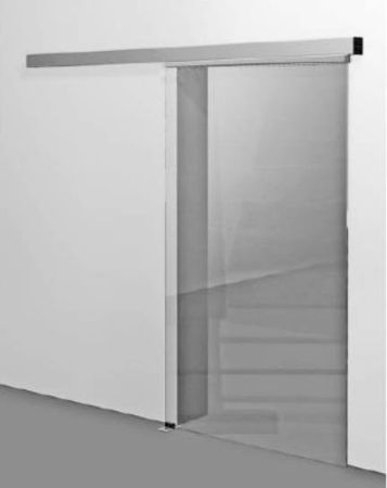 Комплект 1-створчатой раздвижной двери с приводом dormakaba CS 80 Magneo 875мм, стеклянная дверь/ зажимная шина