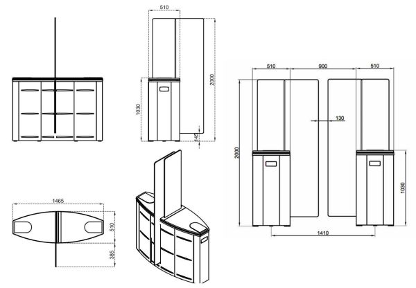 Боковой модуль раздвижного турникета Came Sliding Gate SG90, 900 мм, створка 2000 мм (SG90TS)