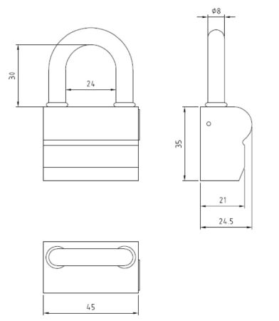 Навесной замок dormakaba VHZ.45, pextra plus, 2 ключа Навесной замок dormakaba VHZ.45, pextra plus, 2 ключа